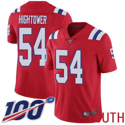 New England Patriots Football #54 100th Limited Red Youth Dont a Hightower Alternate NFL Jersey->youth nfl jersey->Youth Jersey